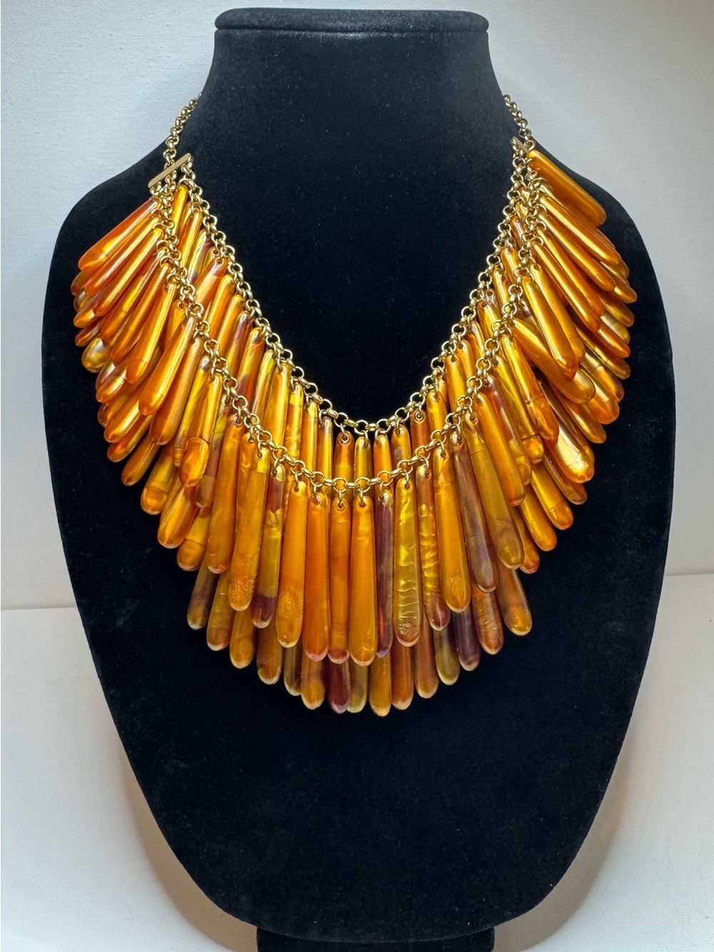 Vintage Joan Rivers Classics Collection  Amber Fringe Necklace